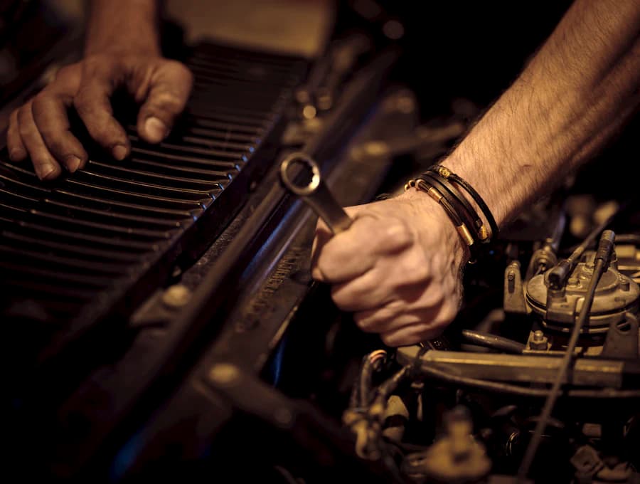 Hands-on engine work with a wrench